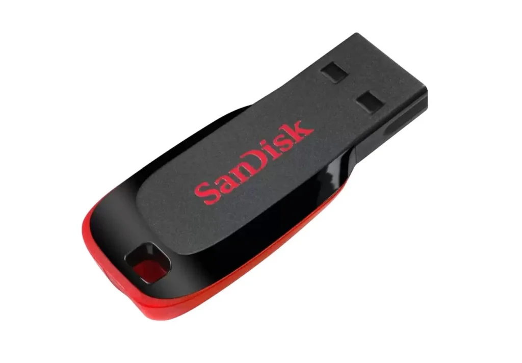melhor pendrive SanDisk Cruzer Blade USB 2.0 preto e vermelho compacto