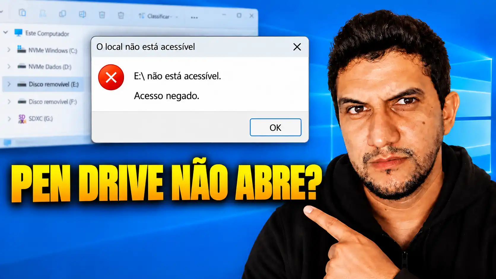 pen drive não abre com erro de acesso negado no notebook