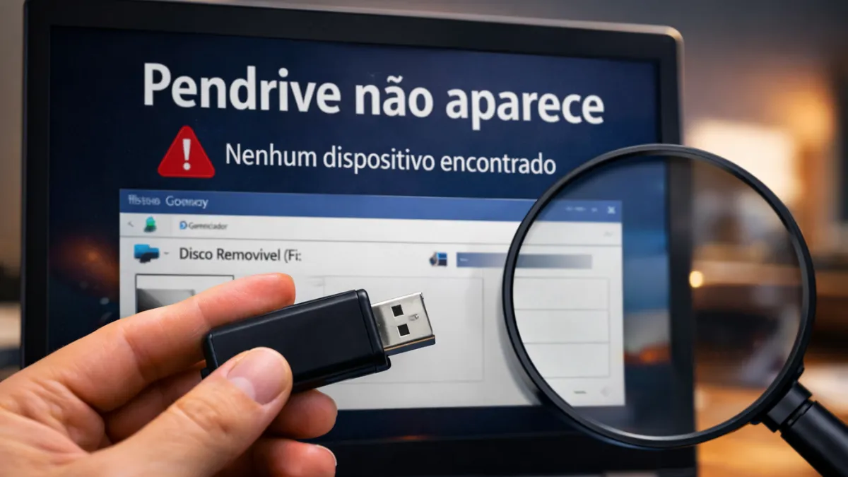 pendrive não detectado no pc com aviso de nenhum dispositivo encontrado no windows