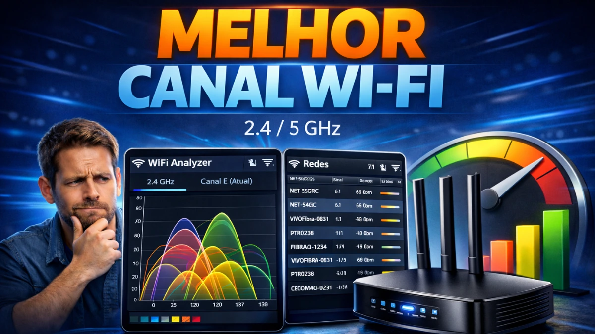 melhor canal wifi em 2.4 e 5 GHz com analisador de canais