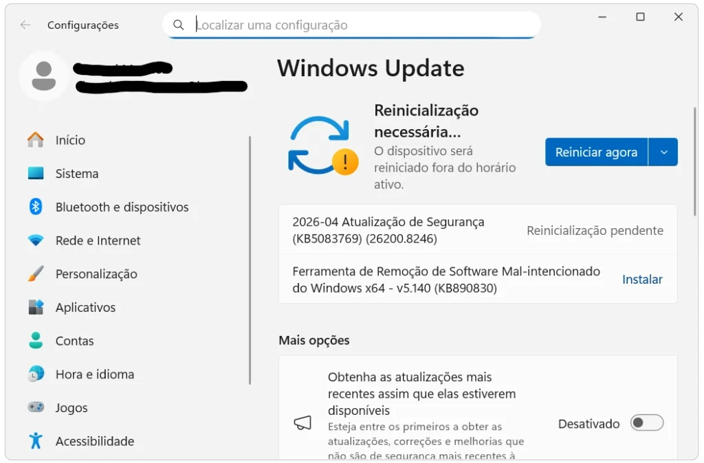 Windows Update no Windows 11 corrigindo bugs que podem causar disco em 100 de uso