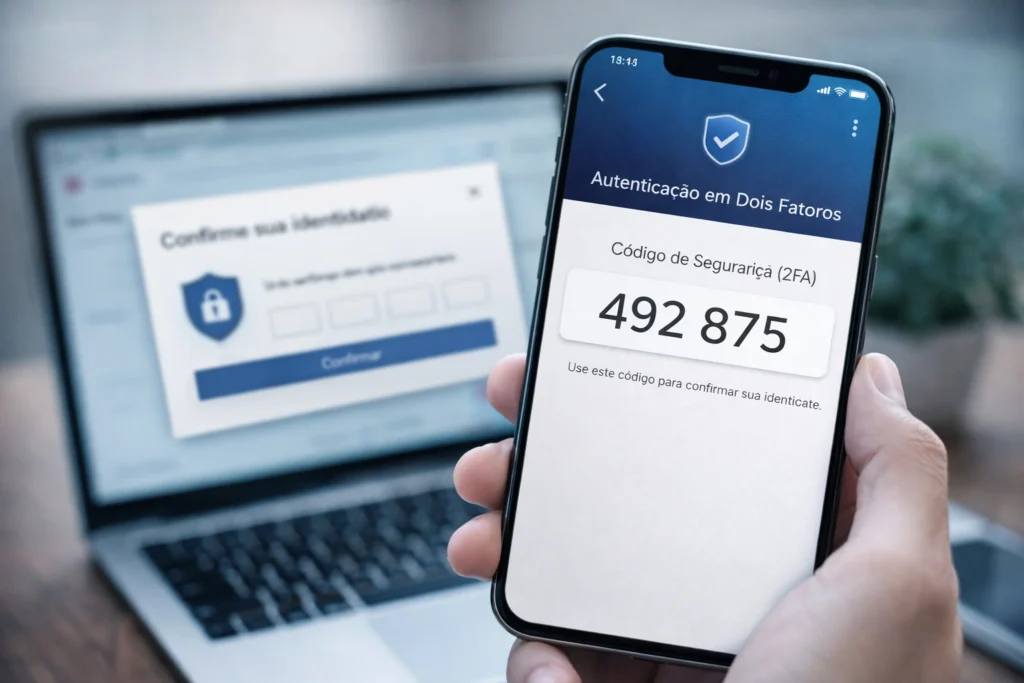Autenticacao em dois fatores com codigo de seguranca no celular e notebook