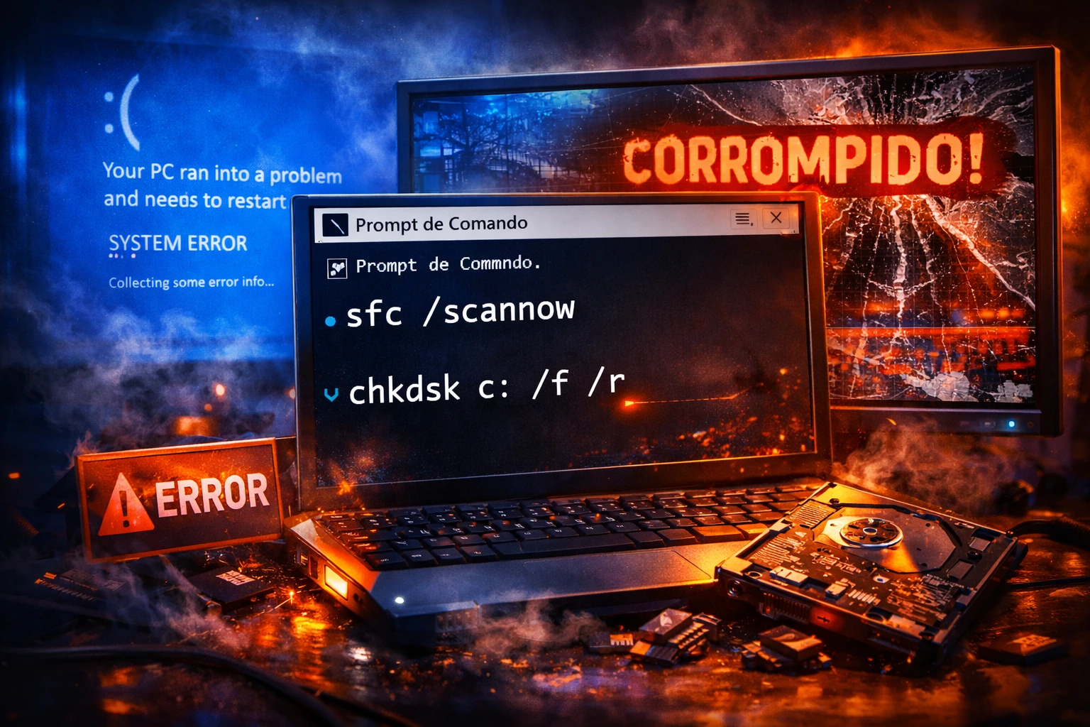 comandos cmd para reparar windows no Prompt de Comando
