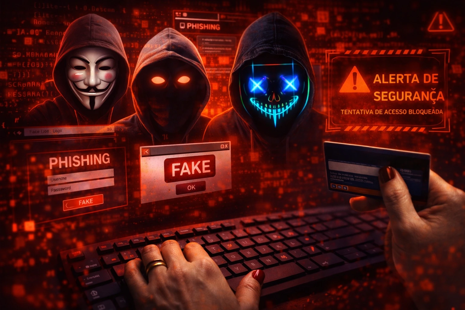 risco da internet hackers phishing golpe online e alerta de segurança digital