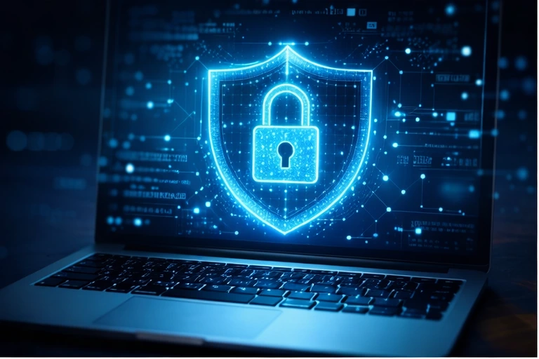 segurança digital com cadeado na tela de notebook protegendo dados