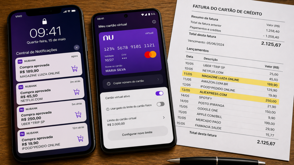 tem como saber quem comprou no meu cartão pela internet notificações de compras e cartão virtual no celular