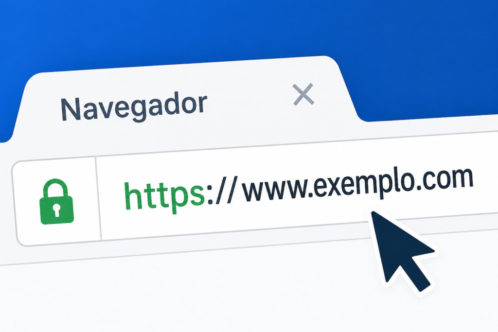 barra de navegador exibindo conexão HTTPS segura em site confiável