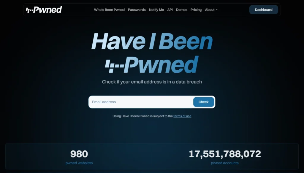 verificar vazamento de dados e senha segura no have i been pwned