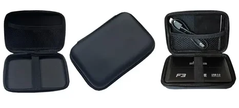 Case protetora para HD externo com compartimentos para cabo USB e acessórios