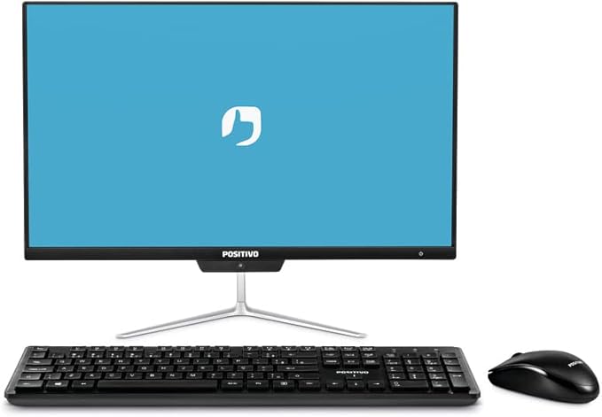 Computador Positivo Union C464Ai-21 preto com teclado e mouse.