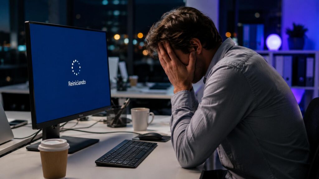 PC reiniciando sozinho enquanto usuário tenta resolver o problema no computador