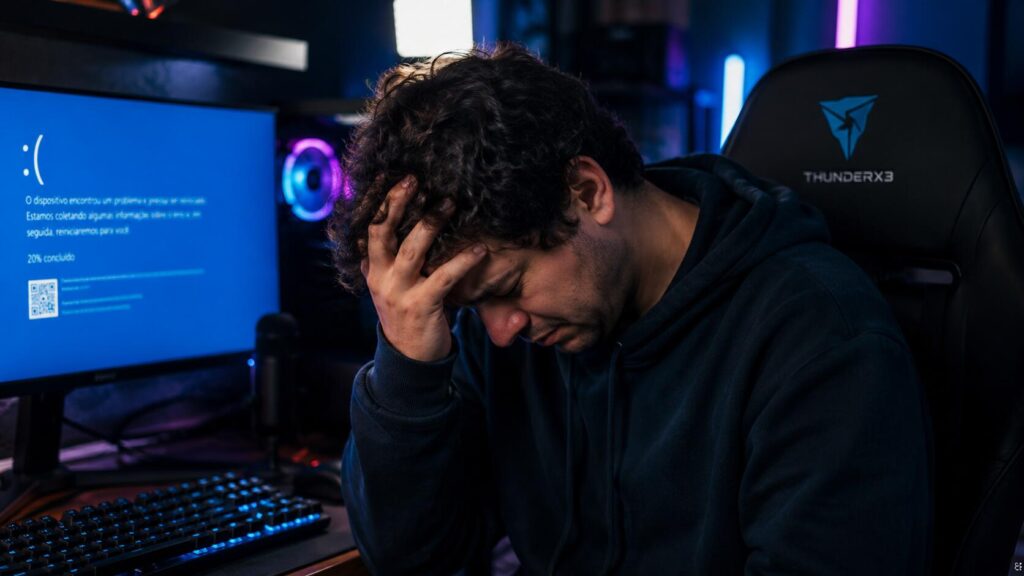 tela azul no Windows mostrando código de erro crítico