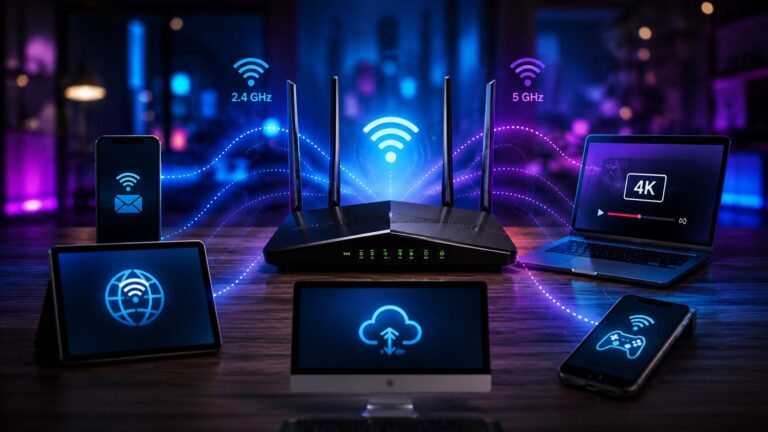 Band steering direcionando dispositivos entre redes Wi-Fi de 2,4 GHz e 5 GHz