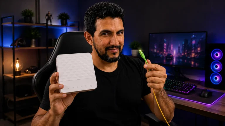 ONU em redes de fibra óptica com conector para instalação FTTH
