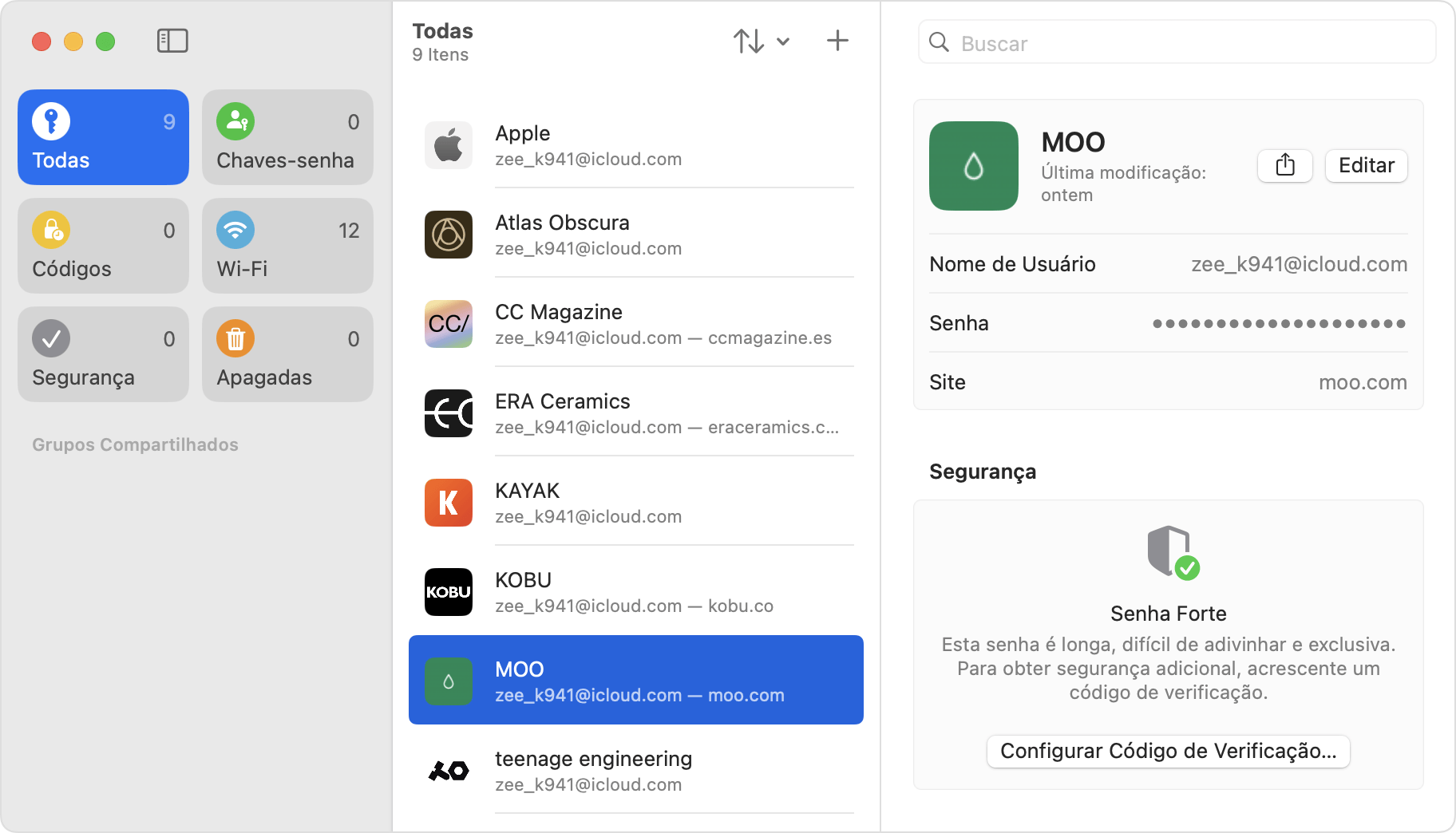 senhas salvas Google no Mac