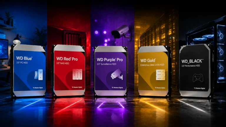 Western Digital WD com HDs Blue, Red Pro, Purple Pro, Gold e Black