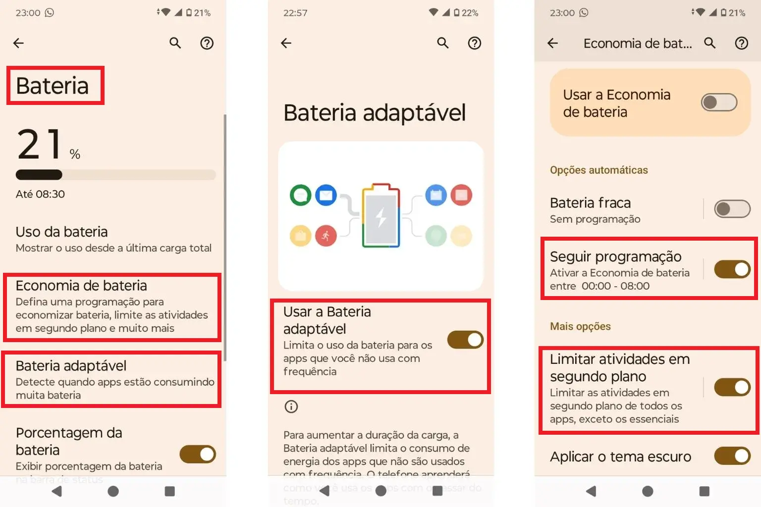 Configurações que uso no meu celular para economizar bateria e reduzir consumo em segundo plano